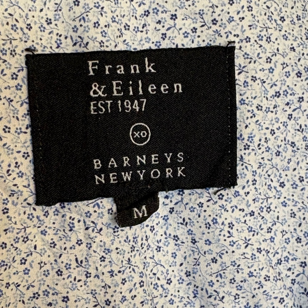 F&E Barry Shirt M Barneys New York Exclusive Blue Micro Ditsy Floral Button‑Down - Picture 7 of 9